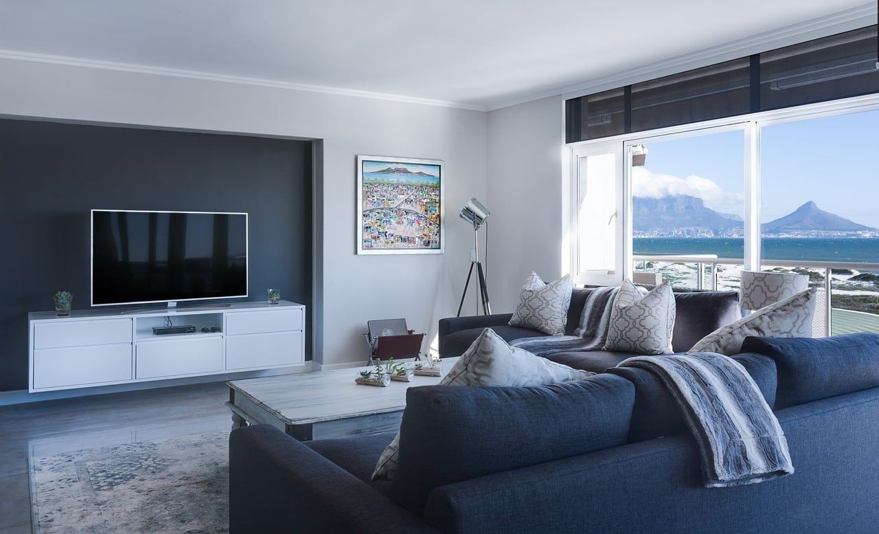 Living room of a new apartment with minimalist design